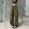 Women Casual Joggers Pants Solid Low Waist Pants Drawstring Wide Leg Baggy Trousers Y2k Streetwear Oversize Sweatpants