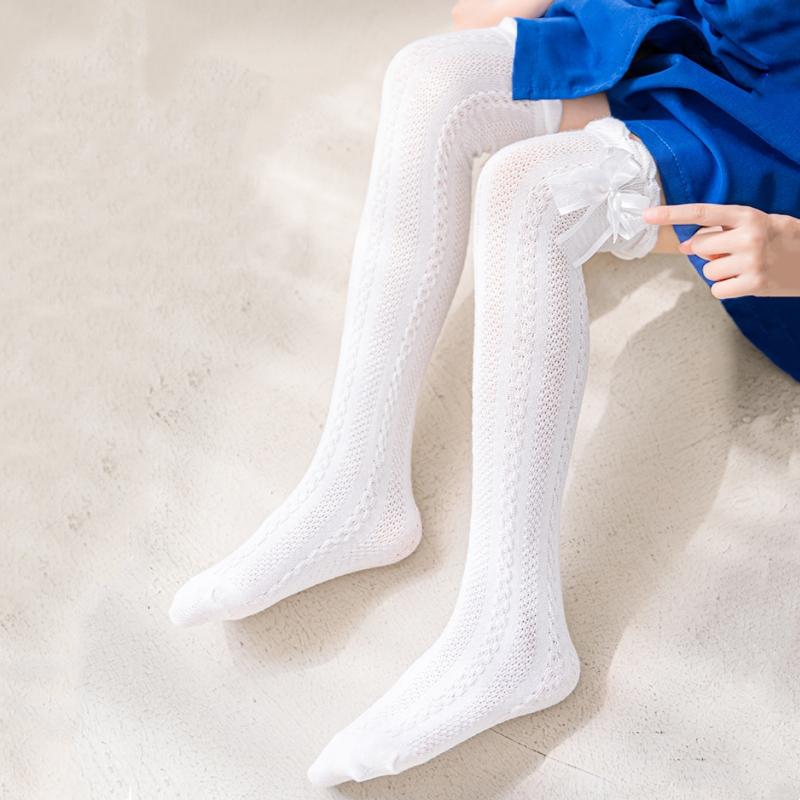 Летние носки выше колена для девочек, детские сетчатые дышащие длинные носки в японском стиле для принцессы