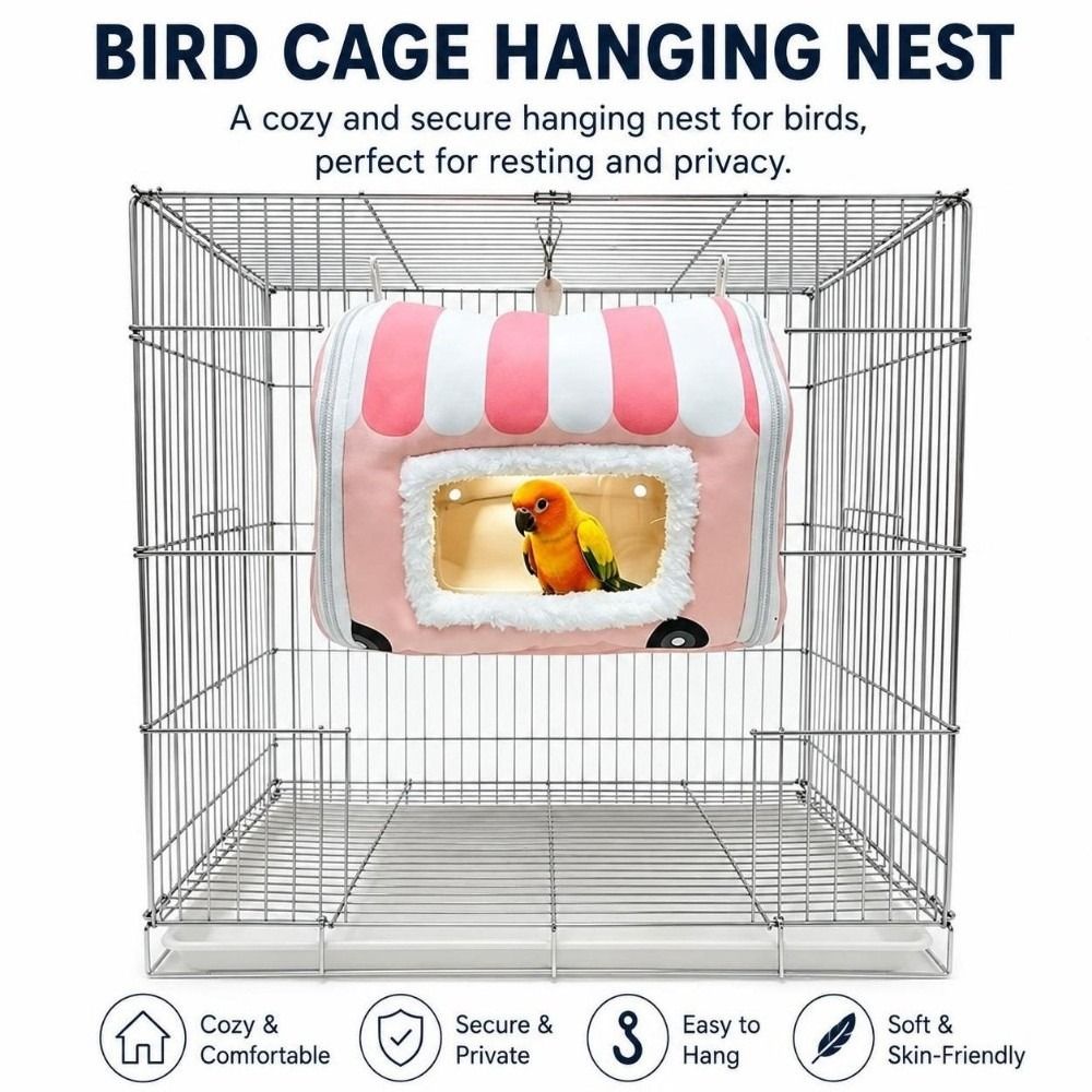 Warm Parrots Hanging Cage Enclosed Sleeping House Portable Small Animal Bed for Parrot Cockatiel