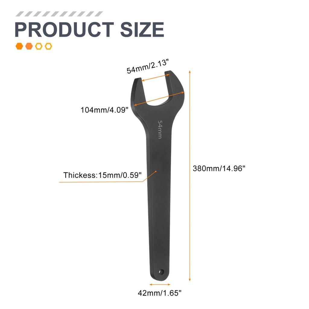 Uxcell Single 54mm 15 Degree Offset Small Flat Head Blackening Wrench with Straight for Auto Repair and Furniture Assembly Open-End Wrench, Metric,