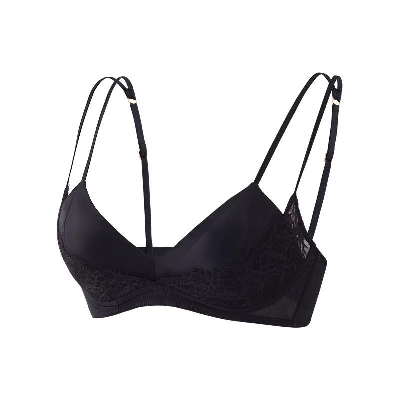Французский атласный бюстгальтер пуш-ап с кружевом - Минимайзер для большой груди, двойной бретельки, удобный и сексуальный для летней носки