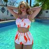 New fashion split print two-piece swimsuit women's high waist flat angle sexy swimsuit