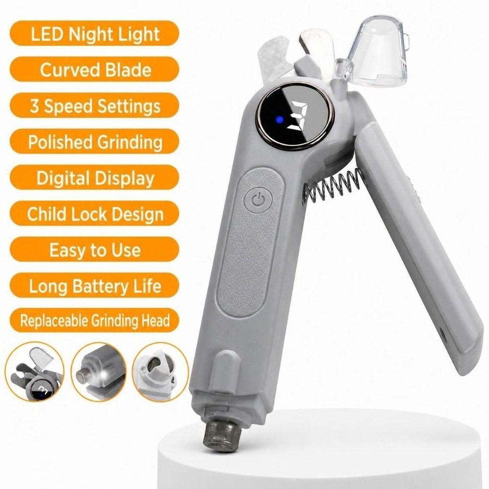 Low Noise Dog Nail Grinder 2-in-1 Electric Nail Clipper Grinding Cat Claw Clippers For Cats