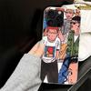 S-SLAM DUNK Cute Case for iPhone 13 12 Mini 11 Pro Max Soft Phone Cover X XS XR 7 SE 8 Plus 6 6S 5 5S Silicone Black Capa