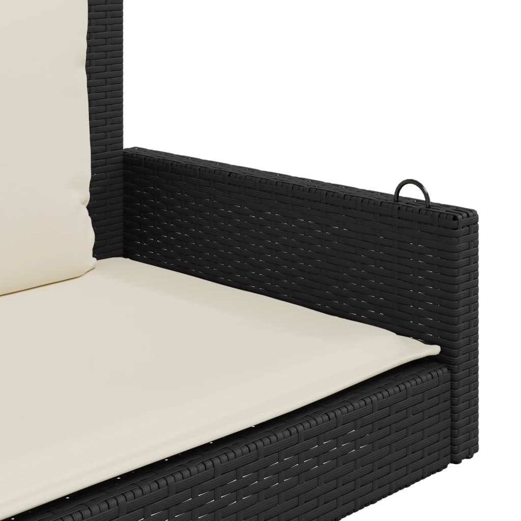 Vidaxl Ławka Bujana Z Poduszkami, Czarna, 119X56X48 Cm, Polirattan