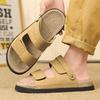 Модные Модные Удобные Мужские Шлепанцы на Толстой Подошве Пляжный Отпуск Повседневные Сандалии Уличные Нескользящие Шлепанцы из Мягкой Кожи Двойного Назначения