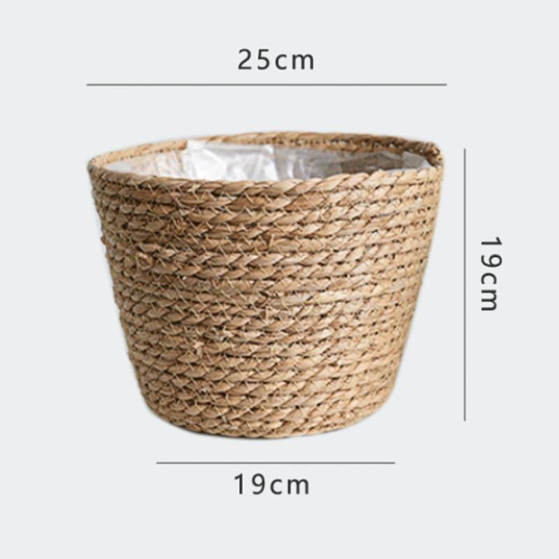 Nordic INS Straw Weaving Flower Plant Basket Grass Planter Indoor Outdoor Garden Pot Covert Container for Plantable Bonsai Decor