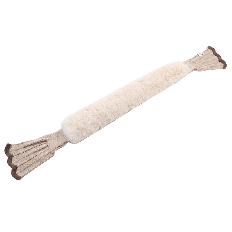 Scarves Winter Thickened Knitting Splicing Cross Colorblocking Faux Rabbit Warm Scarves