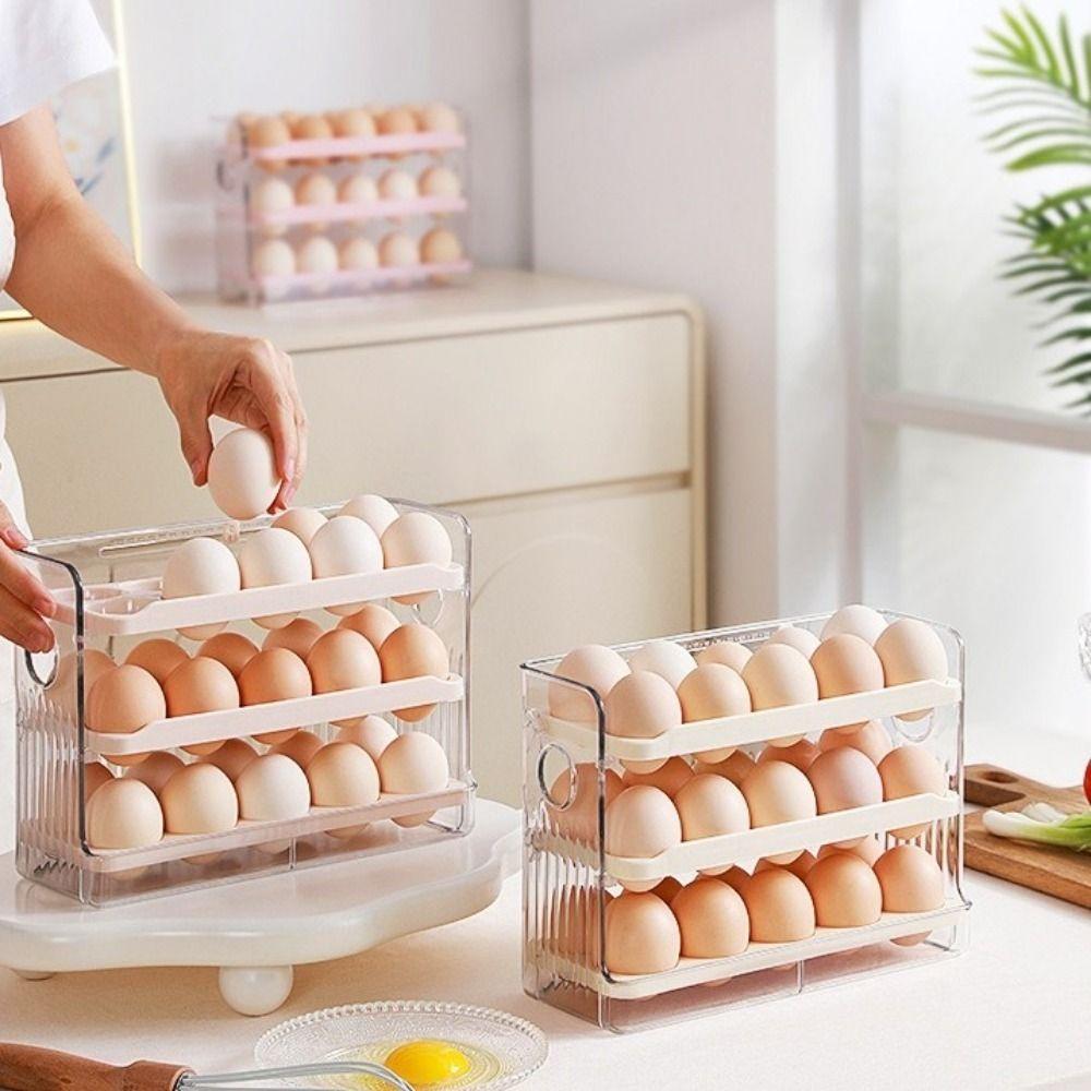 Plastic Egg Storage Box Space Saving Egg Storage Tray Durable Egg Container Refrigerator