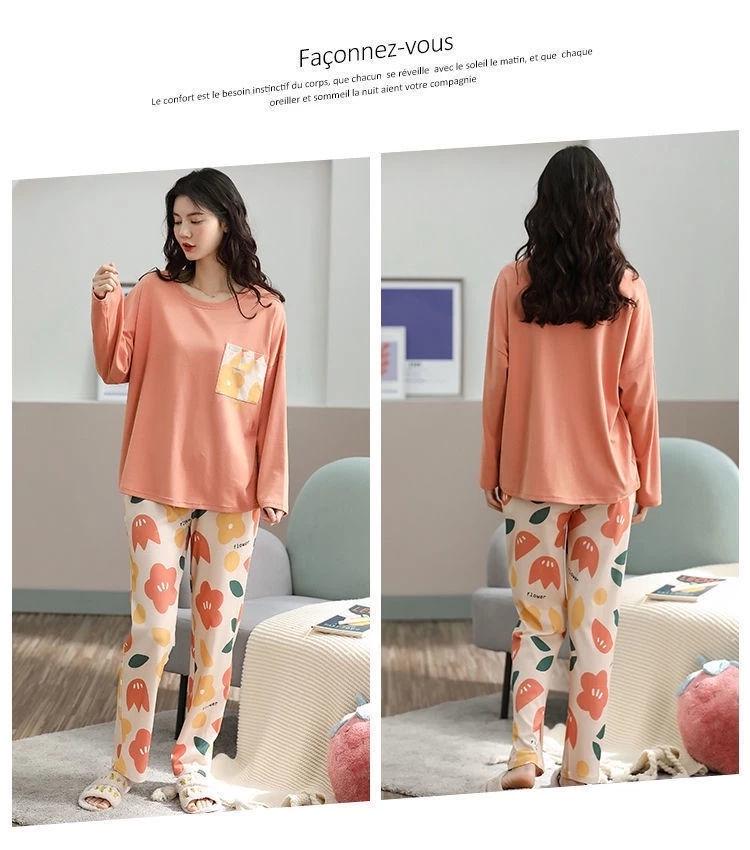 Women's Cartoon Long Sleeve Pajamas - Cute & Comfy Korean Style for Spring & Autumn - Plus Size Available