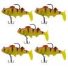 5 Pcs Soft Fishing Baits Lures Pre-Rigged Jig Head Soft Plastic Swimbaits Paddle Tail Swimbaits for Outdoor Fishing yellow leopard print