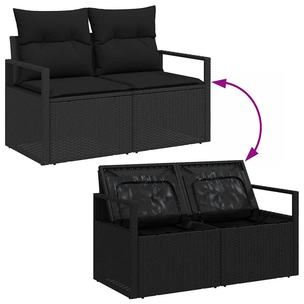 Garden Sofa Set with Cushions 5 pcs Black Poly Rattan