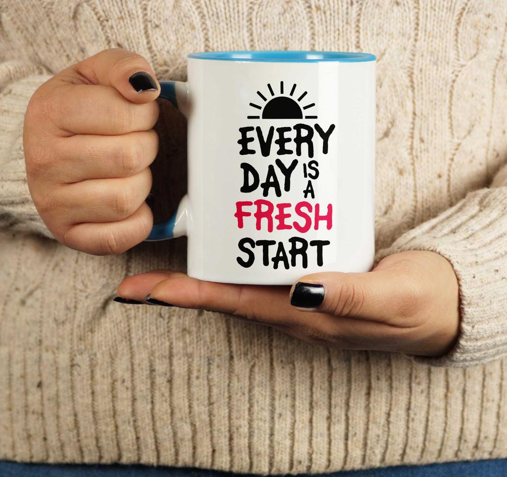 Inkdotpot Каждый день — это новый старт. Керамическая кружка для кофе на 11 унций. Позитивные вдохновляющие цитаты. Забавная новинка. Сотрудник, начальник, коллеги.