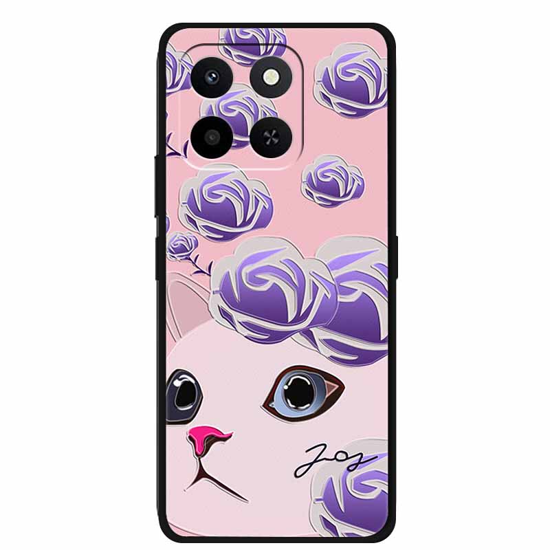 3D чехол для Honor X7d 5G Чехол X 7 d Coque 6.77" Тиснение Цветы Черный Силикон Мягкая задняя крышка Для Honor X7d 4G Чехлы Оболочка Funda