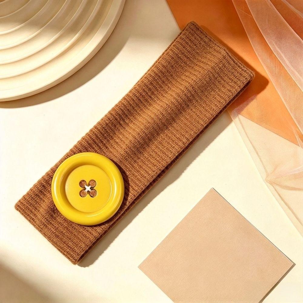 Elastic Button Headband Wide Knit Turban Band New Head Wrap Daily Wear