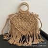 Bohemian fringed portable small bag women's 2025 new spring and summer hollow shoulder woven bag crossbody straw bag