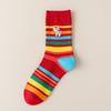 Rainbow Color Kawaii Girl Socks Striped Printed New Year Cotton Socks Tube Socks  Spring Festival