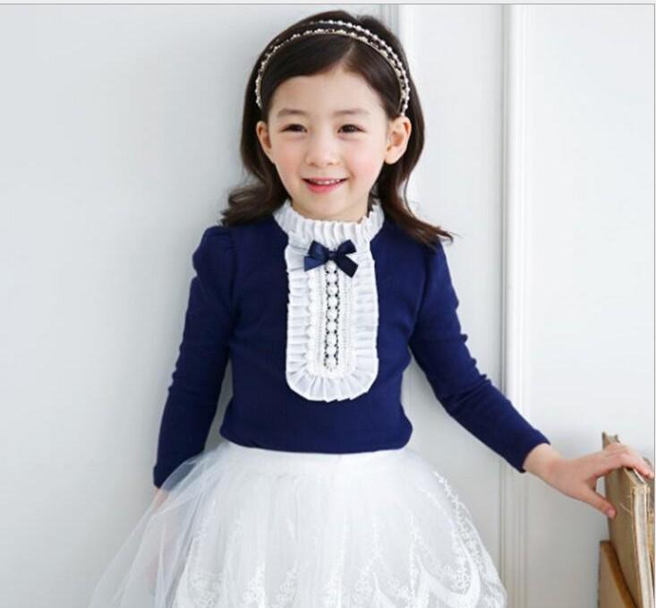 Korean Children's Lace Beaded Cotton T-shirt Top