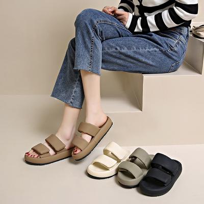 Женская летняя верхняя одежда на толстой подошве, шлепанцы на одной перемычке, повседневная модная универсальная верхняя одежда, пляжные крутые шлепанцы