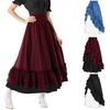 Women's Steampunk Maxi Skirt Elastic High Waist Tiered Skirt Irregular Ruffle A-line Dress Retro Stage Show Skirt