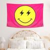 Preppy Tapestry Pink Smile Face Flag 60'' x 40'', Heavy Duty 200D Polyester Cute Smile Banner for Teen Room Girls Bedroom College Dorm Wall Hanging