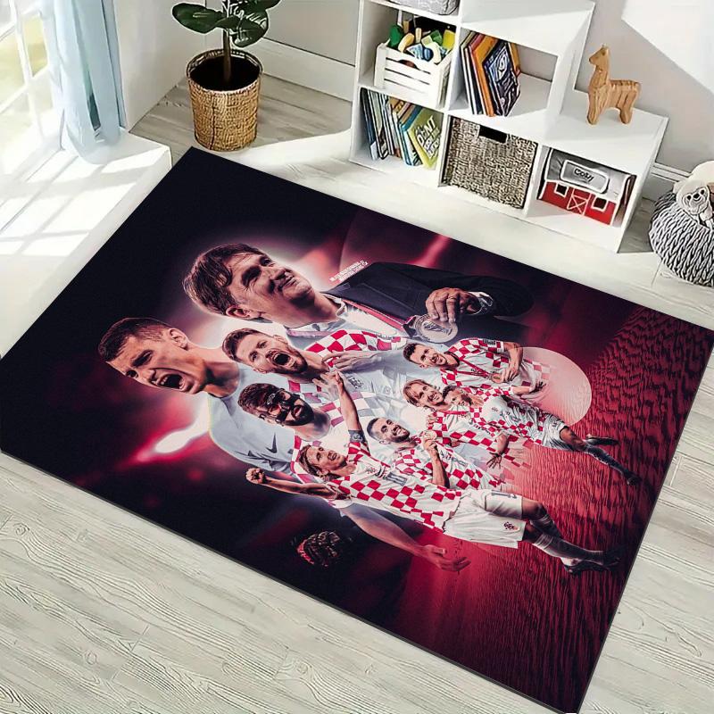 Croatia National Football Team Players Poster Print Rug, Non Slip Floor Mat for Bedroom Living Room Fan Home Decor Gift