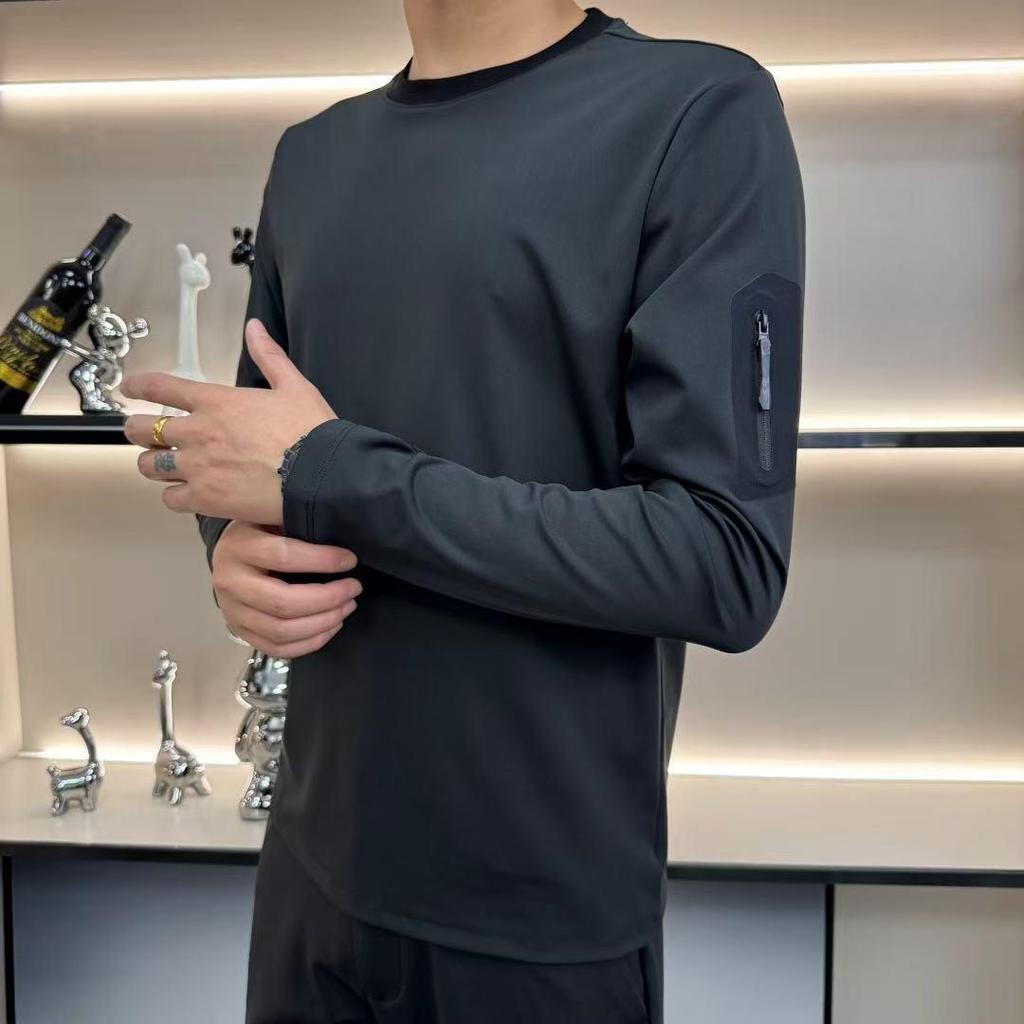 Мужская спортивная футболка с длинным рукавом и круглым вырезом, быстросохнущая, на весну и осень, приятная к коже и удобная