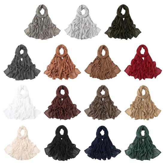 Women Scarf Solid Color Wide Edge Design Thin Scarf Breathable Shawl Versatile Head Wrap Stylish Accessory