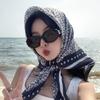 Цветочный хлопково-льняной большой квадратный платок, шелковый женский платок без бретелек, головной платок для защиты от солнца, винтажный высококачественный стиль, шаль в стиле INS, 91x91