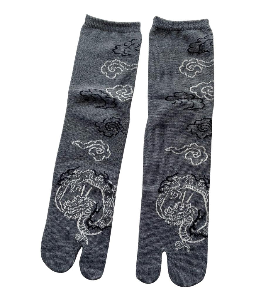 Tabi Japanese Made In Dragon and Arabesque Set of 2 Pairs Men's Socks, Pattern, Thin, Japan, Designs, (Colors Available)