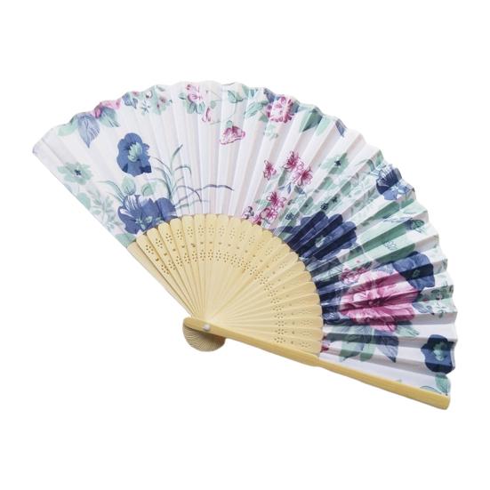Складной веер в японском стиле с цветком, портативный летний ручной бамбуковый охлаждающий вентилятор, украшение для танцевального представления, реквизит для костюмов для вечеринок