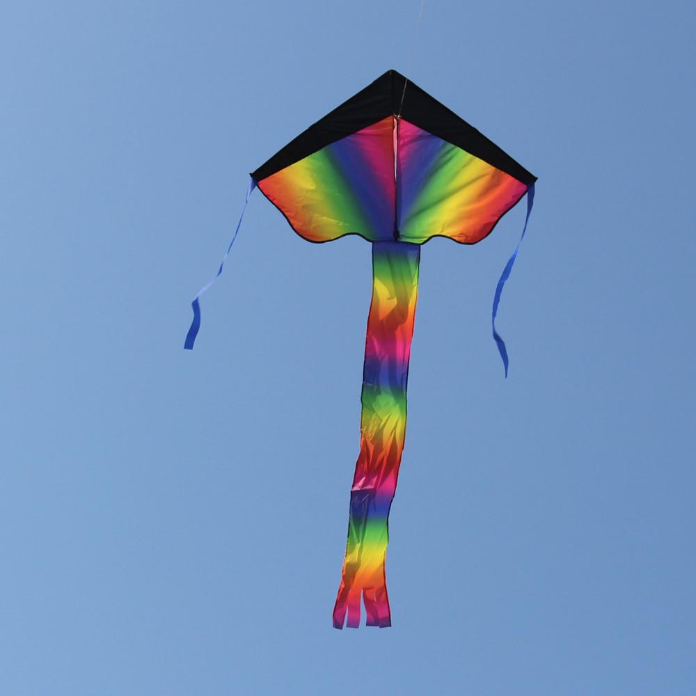 105cm Kids Large Rainbow Kite Outdoor Toys Beach Fun Durable Rainbow Kite