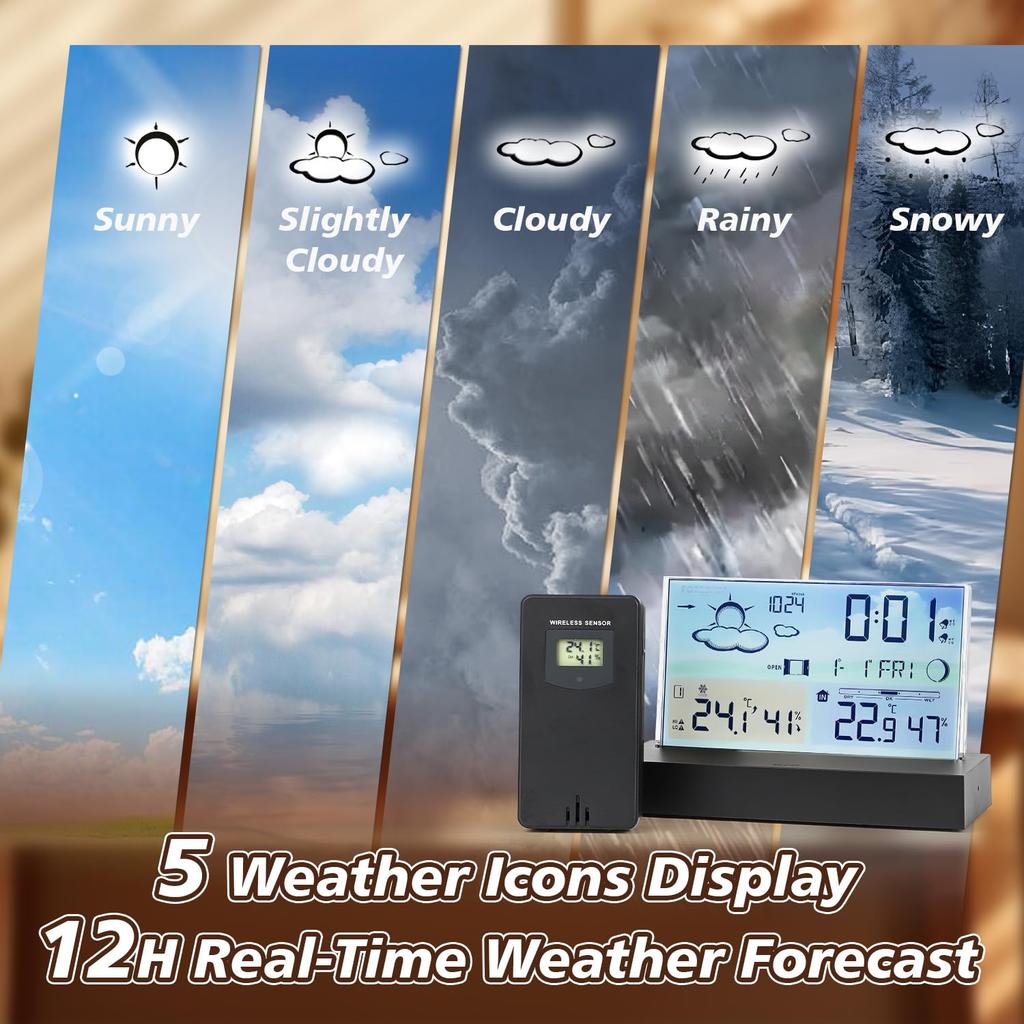 Цифровая мини-метеостанция с измерением температуры в помещении/на улице, барометром и будильником