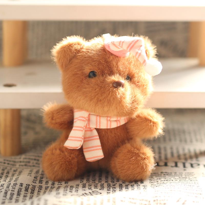 Cute Bear Plush Keychain With Hat Cartoon Bag Charm Soft Stuffed Animal Doll Pendant Accessory