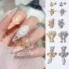Crystal Heart Nail Zircon Jewelry Zinc Zinc Alloy Pendant Chain Nail Art Decorations Bow Nail Rhinestones