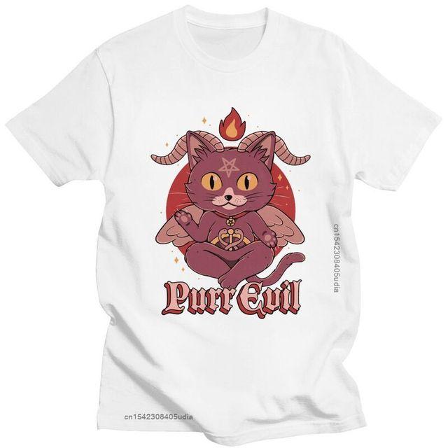 Мужская футболка Забавный Бафомет Злой Сатана Демон Топы Мужчины Женщины Harajuku Мультфильм Графический Футболка Люцифер Коза Футболка Футболки с короткими рукавами