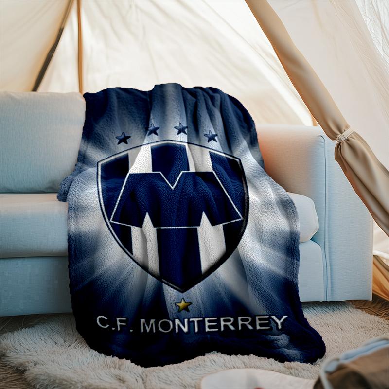 1PC C.F.Monterrey Football Crest Art Printed Soft Flannel Blanket Throw for Adult Bedroom Living Room Sofa Camping Travel Fan gifts Christmas Gifts