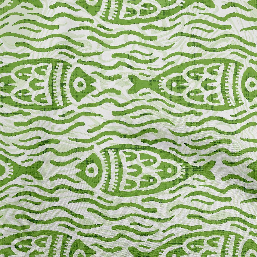 oneOone Cotton Flex Dark Mustard Fabric Asian Block Fish Craft Projects Decor Fabric Printed By The Yard 40 Inch