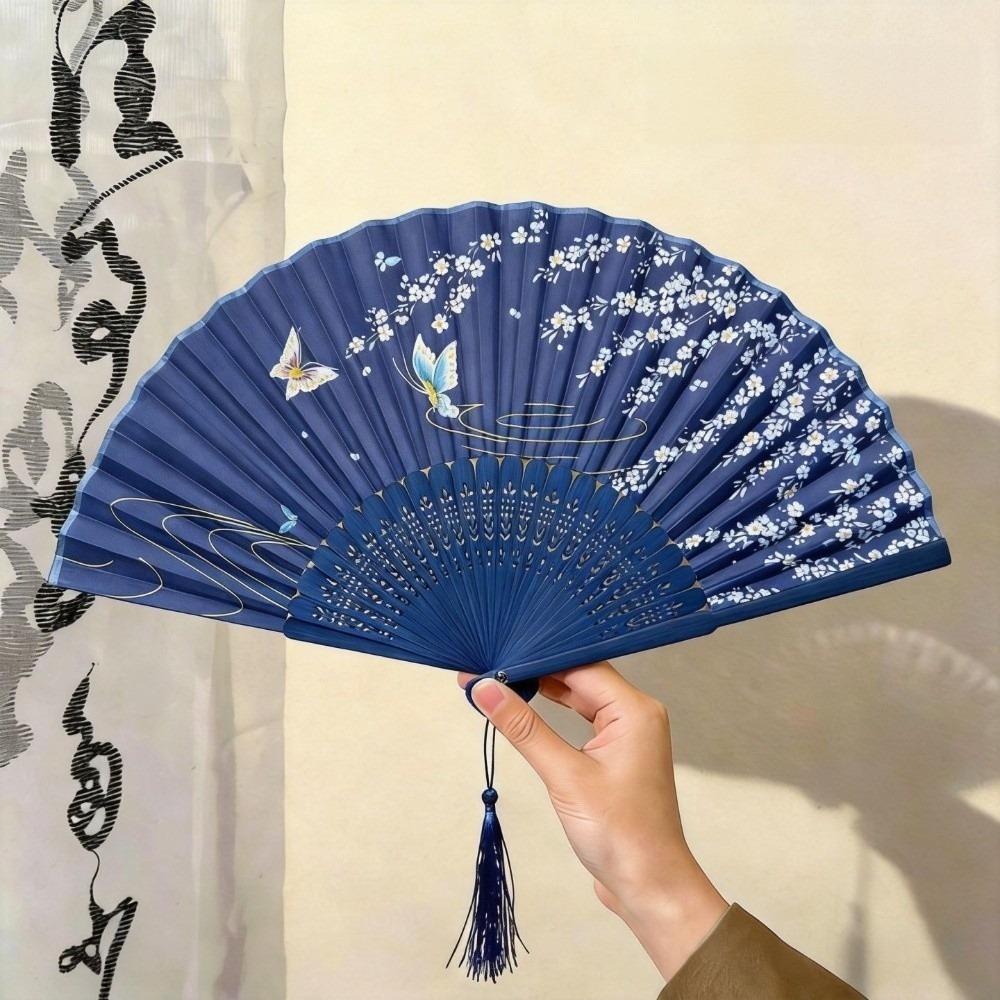 Декоративный складной веер из искусственного шелка, бамбуковая рама, ручной веер, деревянный складной веер, Подарок