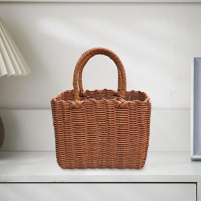Плетеная корзина ручной работы с ручкой, деревенское украшение, многофункциональные плетеные корзины для покупок для хлеба