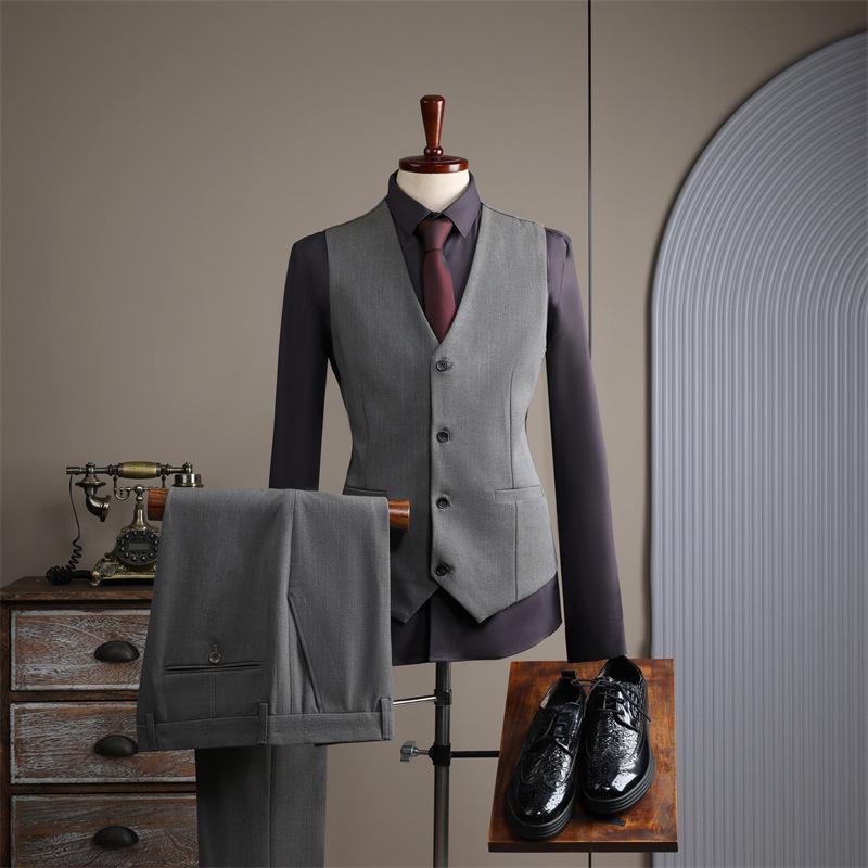 Мужской осенний приталенный костюм для жениха и шафера: Жилет и брюки для свадьбы или делового повседневного образа