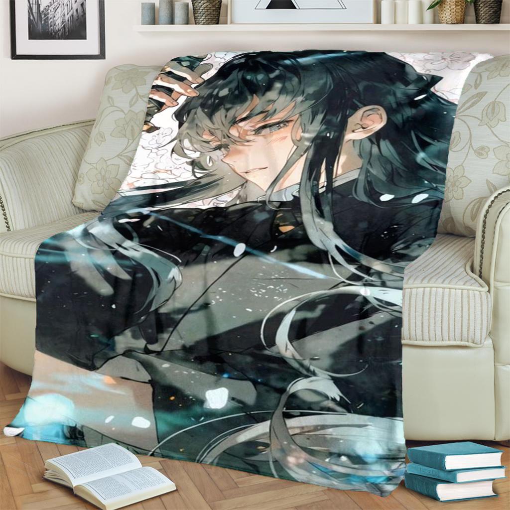 Demon SlayerPrint Flannel Blanket Warm for Bedrooms, Beds, Sofas, Chairs, Travel, Picnics Comfortable-kwq120