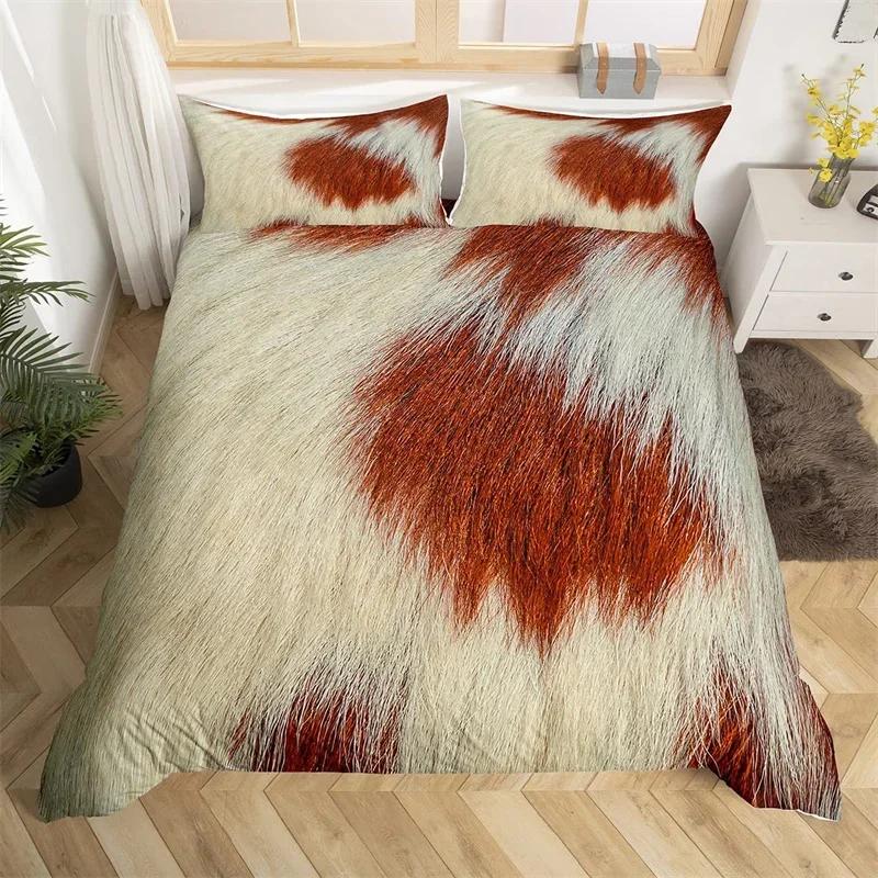 Пододеяльник с изображением животных из фермерской кожи King Microfiber Cowhide Printed, комплект постельного белья в стиле пэчворк для детей, мальчиков и девочек
