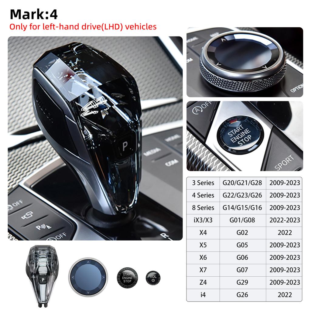 Ensemble de pommeau de levier de vitesse en cristal pour voiture BMW, poignée de vitesse, F40, F44, F45, F46, G20, G21, G22, G23, G26, G28, 4 pièces