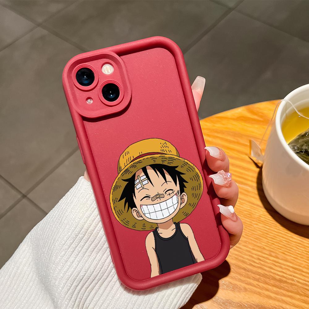 Для iPhone 16 15 14 13 12 11 Pro Max XS Max XR X SE 8 7 Мягкий силиконовый чехол для полной защиты камеры с рисунком Луффи