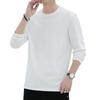 Men Tops Round Neck Long Sleeve Autumn Tops Solid Color Thin Bottom Tops Regular Style Casual Pullover Tops