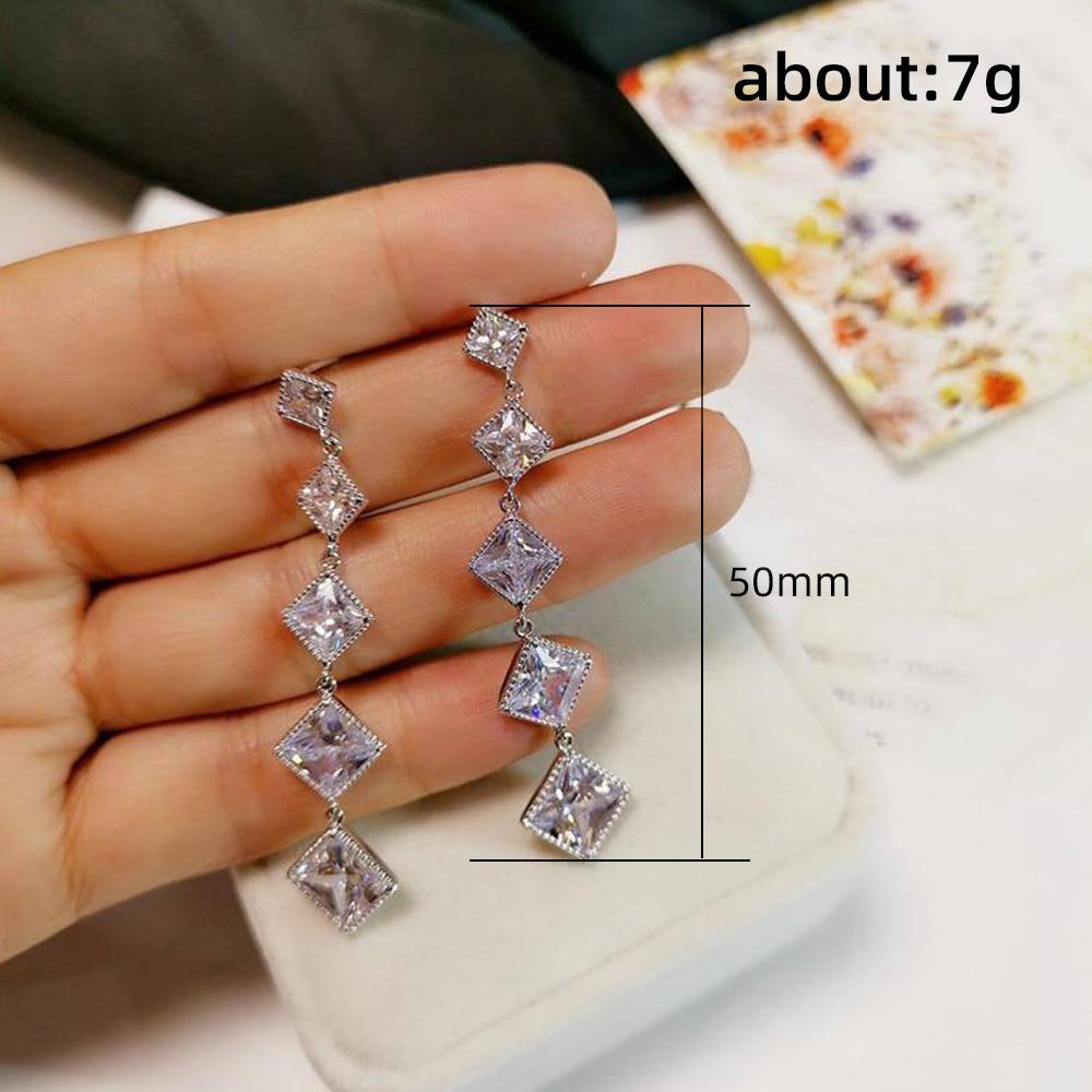 Huitan New Trend женские длинные висячие серьги с квадратным кристаллом кубического циркония современная мода женские свадебные украшения для вечеринки