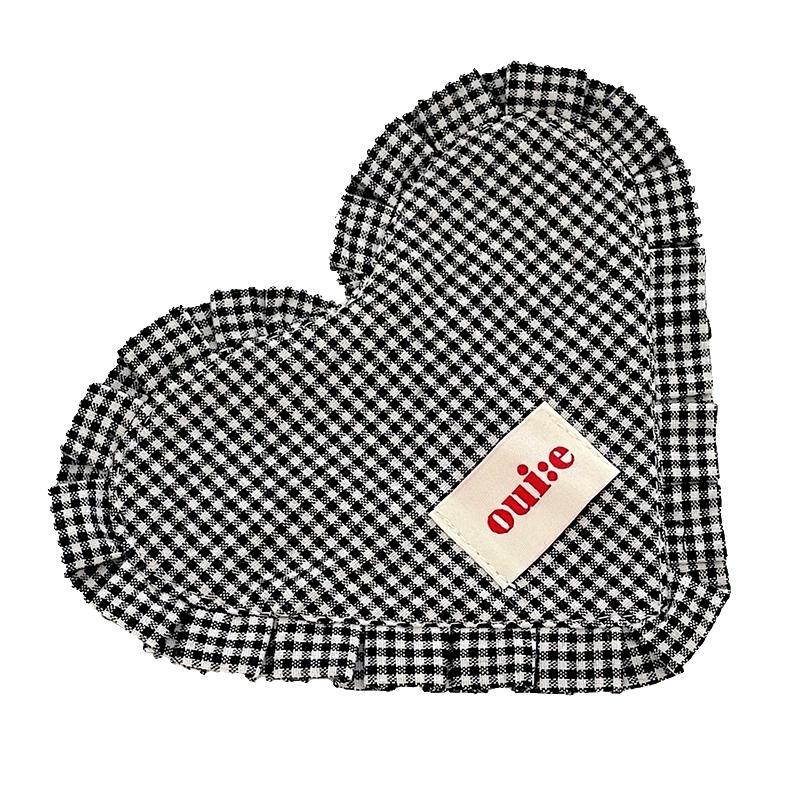 1Pc Checkered Placemat Korean Background Cloth Ins Gourmet Photography Sweet Heart-Shaped Coaster Desktop Decoration