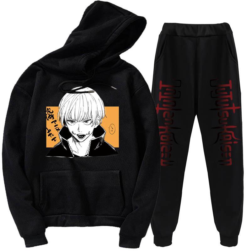 Plus Size Gojo Satoru Hoodies Pants Sets Anime Suit Sweatshirt Streetwear Men Pullover Suit Tracksuit Sportwear Spring Autumn