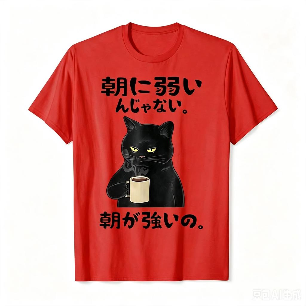 Im Not Weak To Mornings Are Strong Japanese Text Joke Gag Funny Printed Tshirt Tops Cotton